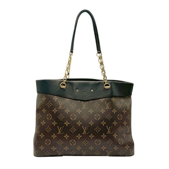 Auth LOUIS VUITTON Monogram Pallas Shopper Shoulder Bag Brown/Black M51198 z3018 - Picture 1 of 14